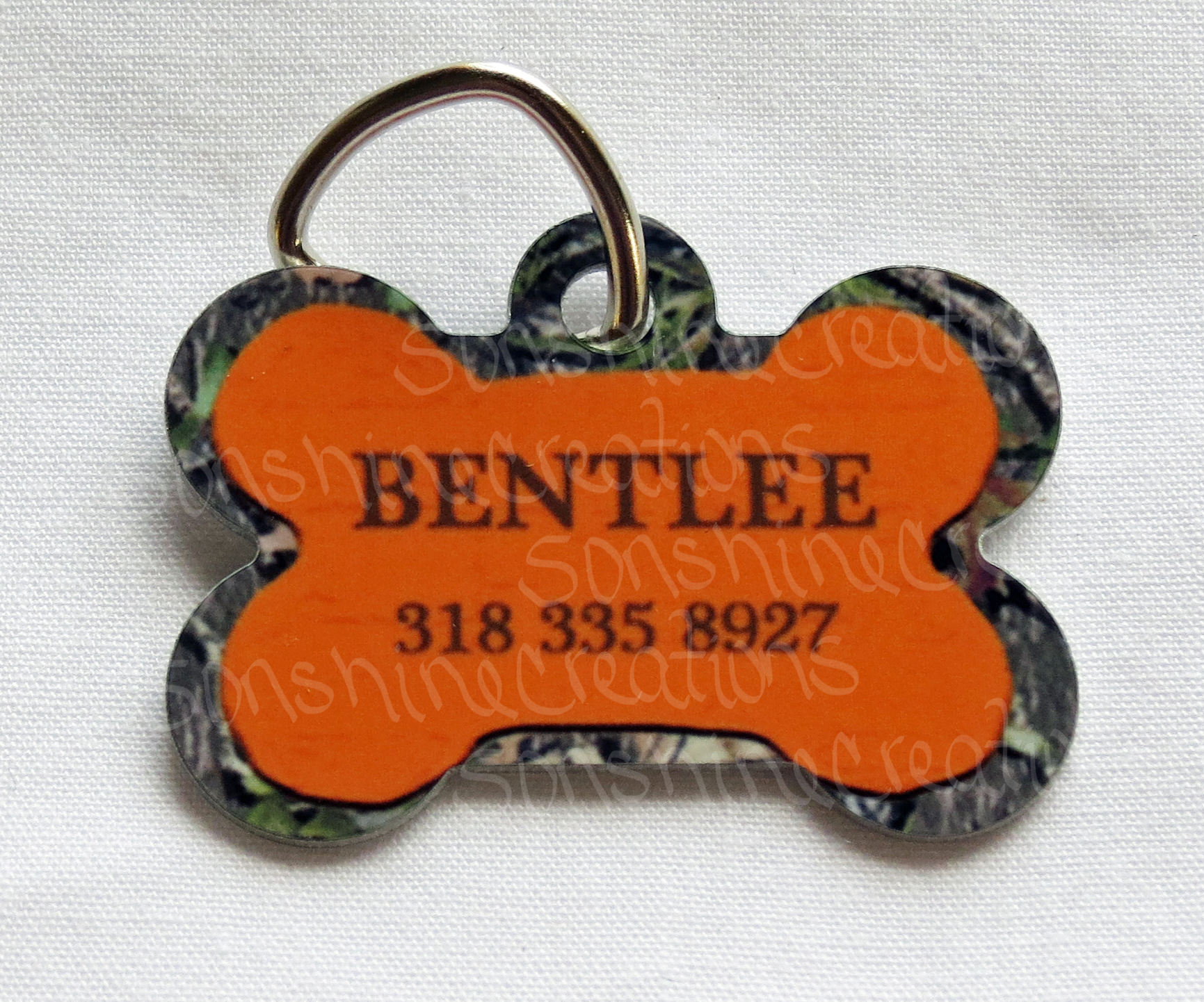 Bone Pet Tag made with sublimation printing